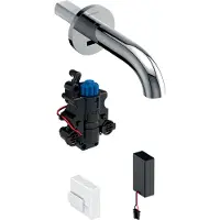 Geberit Robinetterie de lavabo Piave, saillie 220mm, avec mitigeur thermostatique, alimentation par pile, pour boîtier de fonction encastré, 116.288.21.1, 116.288.21.1