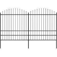 vidaXL Recinzione da giardino con punte di lancia in acciaio (1,75 - 2) x 3,4 m nero