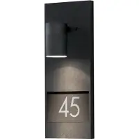 Konstsmide Modena numero civico nero Applique in alluminio laccato nero con vetro trasparente incl. numero civico