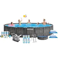 Intex Pool Prism Frame Greywood- Pacchetto piscina - 549x122 cm