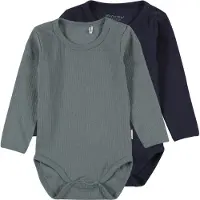 Minymo Kid's Body L/S (2-Pack) Intimo Bambini (62, turchese)