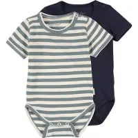 Minymo Tutina / body per bambino beige / blu colomba / blu scuro