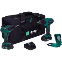 Vonroc Set di utensili VPower 20V - 2.0Ah | Include 2 macchine, 2 batterie e un caricatore rapido