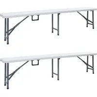 vidaXL Panche da giardino pieghevoli 2 pezzi 180 cm HDPE Bianco