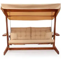 Skye Decor , Sia 2400 - Camel, altalene hollywoodiane, altalena da giardino tripla, cammello, legno di iroko, 235 x 195 x 117 cm