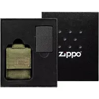 Zippo Tactical Green Pouch and Black Crackle Windproof 49400-000002, set da regalo per accendino