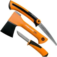 Fiskars X5 set da campeggio con ascia, sega e coltello