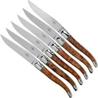 Laguiole T62MINTHBRI set di 6 coltelli da bistecca in legno di thuya lucidato