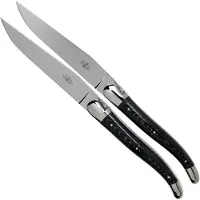 Laguiole T22MINTCNOI set di coltelli da bistecca in micarta nera lucidata in 2 pezzi