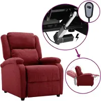 vidaXL Poltrona relax in tessuto rosso vino elettrico