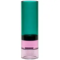 Hubsch Portacandele Astro, verde/rosa, vetro cristallo, 15 cm