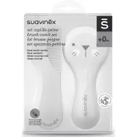Suavinex Set spazzola-pettine 0m Bianco — Set igiene capelli bambino
