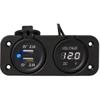 Pricenet Kit da incasso: voltmetro 6-30V + porta USB doppia tipo A 2x2100mA