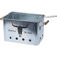 HTI BBQ-Grill King rettangolare, zinco, 32x20x20 cm, argento