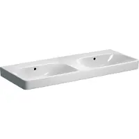 Geberit Smyle Square - Lavabo doppio 1200x480 mm, con sfioratore, senza foro per rubinetto, bianco 500.224.01.1
