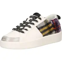 Desigual , Sneakers con toppa scozzese, Poliuretano, Bianco, 36