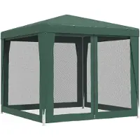 vidaXL Tenda per feste con 4 pareti laterali in rete verde 2,5x2,5 m HDPE