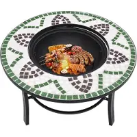 vidaXL Camino a mosaico in Vetroceramica verde 68 cm