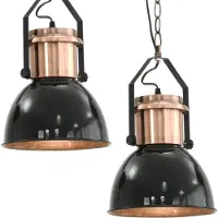 Möbelando Set di 2 plafoniere "Laucha" in metallo nero e rame. Dimensioni (L/A) 23x36 cm