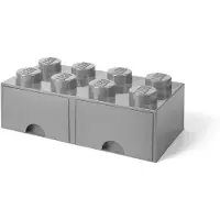 LEGO Cassetto-mattoncino portaoggetti grigio a 8 bottoncini