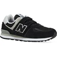 New Balance unisex per bambino. PV574V1 Scarpe da ginnastica in pelle 574 nere (33), Nero, Basso, Velcro, Casual, moda per bambini