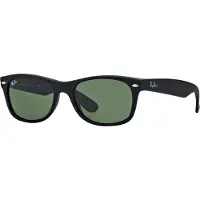 Ray-Ban - Occhiali da sole - New Wayfarer Matte Rubber Black G-15 Green in Nylon - Nero