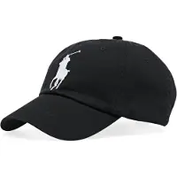 Ralph Lauren unisex. 710673584015 Cappellino chino con visiera con logo nero (OSFA), Casual, Cotone