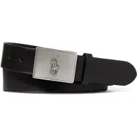 Ralph Lauren per uomo. 405691693001 Cintura in pelle con fibbia a piastra raffigurante un cavallo nero (38), Casual, Classico