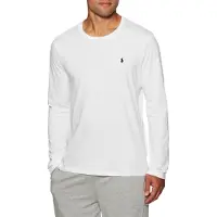 Ralph Lauren per uomo. 714844759004 Camicia da notte in maglia di cotone bianco (L), Homewear, Manica lunga