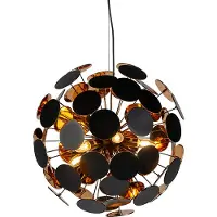 LINDBY Lampada a sospensione Kinan, Ø 54 cm, nero, oro, metallo