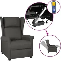 vidaXL Sedia ad ala con funzione reclinabile elettrica in tessuto grigio scuro