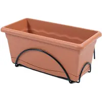 Plastiken Fioriera Da Balcone 74819 Con Piastra Integrata E Supporto Antracite 60x24 Cm