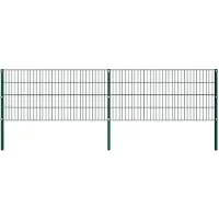 vidaXL Pannello di recinzione con paletti in ferro 3,4 x 0,8 m Verde