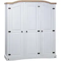 vidaXL Armadio in legno di pino stile Messico 3 porte bianco
