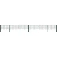 vidaXL Pannello di recinzione con paletti in ferro 10,2 x 0,8 m Verde