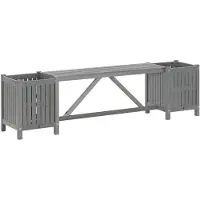 vidaXL Panchina da giardino con 2 fioriere 150 cm in legno massiccio grigio acacia