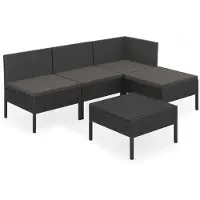 vidaXL set da giardino 5 pezzi con cuscini in poly rattan nero