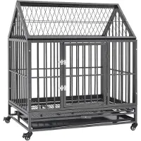 vidaXL Gabbia per cani con ruote e tetto in acciaio 92x62x106 cm