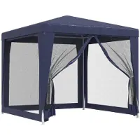 vidaXL Tenda da festa con 4 pareti laterali in rete Blu 2,5x2,5 m HDPE
