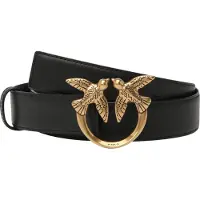 Pinko cintura media 3cm love birds in pelle nero oro