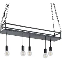 LINDBY Lampada a sospensione Kirista, a 5 luci, nera, 100 cm, E27