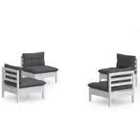 vidaXL Set 4 pezzi da giardino con cuscini antracite in legno di pino