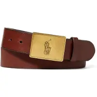 Ralph Lauren per uomo. 405691693002 Cintura in pelle con fibbia a piastra raffigurante un cavallo marrone (36), Casual