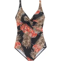 LASCANA Costume intero marrone / arancione neon / nero / bianco
