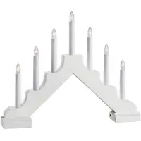 Markslöjd Candelabro LED Evelin di legno, 7 luci bianco