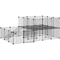 vidaXL 44 pezzi gabbia per animali domestici con porta nera 35x35 cm in acciaio