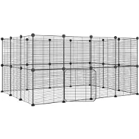 vidaXL Gabbia per animali domestici da 28 pezzi con porta nera 35x35 cm in acciaio