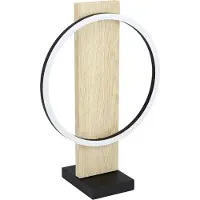 Eglo LED lampada da tavolo Boyal, lampada da tavolo in legno, metallo, plastica, lampada da comodino in naturale, nero, bianco, lampada da soggiorno, con interruttore, bianco caldo