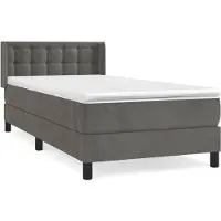 vidaXL Letto a molle con materasso grigio scuro 90x200 cm in velluto