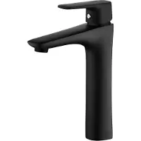 Aloni Force: Miscelatore per lavabo, rubinetto per bagno, ideale per lavabi alti, finitura nera opaca